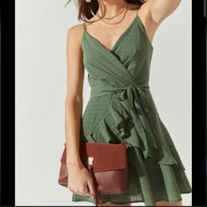 TRIXXI Green Surplice Ruffle Waist Tie Summer Mini Sun Dress XL